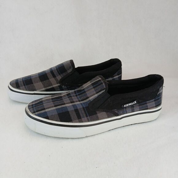Plaid Air Walk Shoes Slip On Size 9.5 Men’s Gray/Blue EUC - Picture 1 of 7